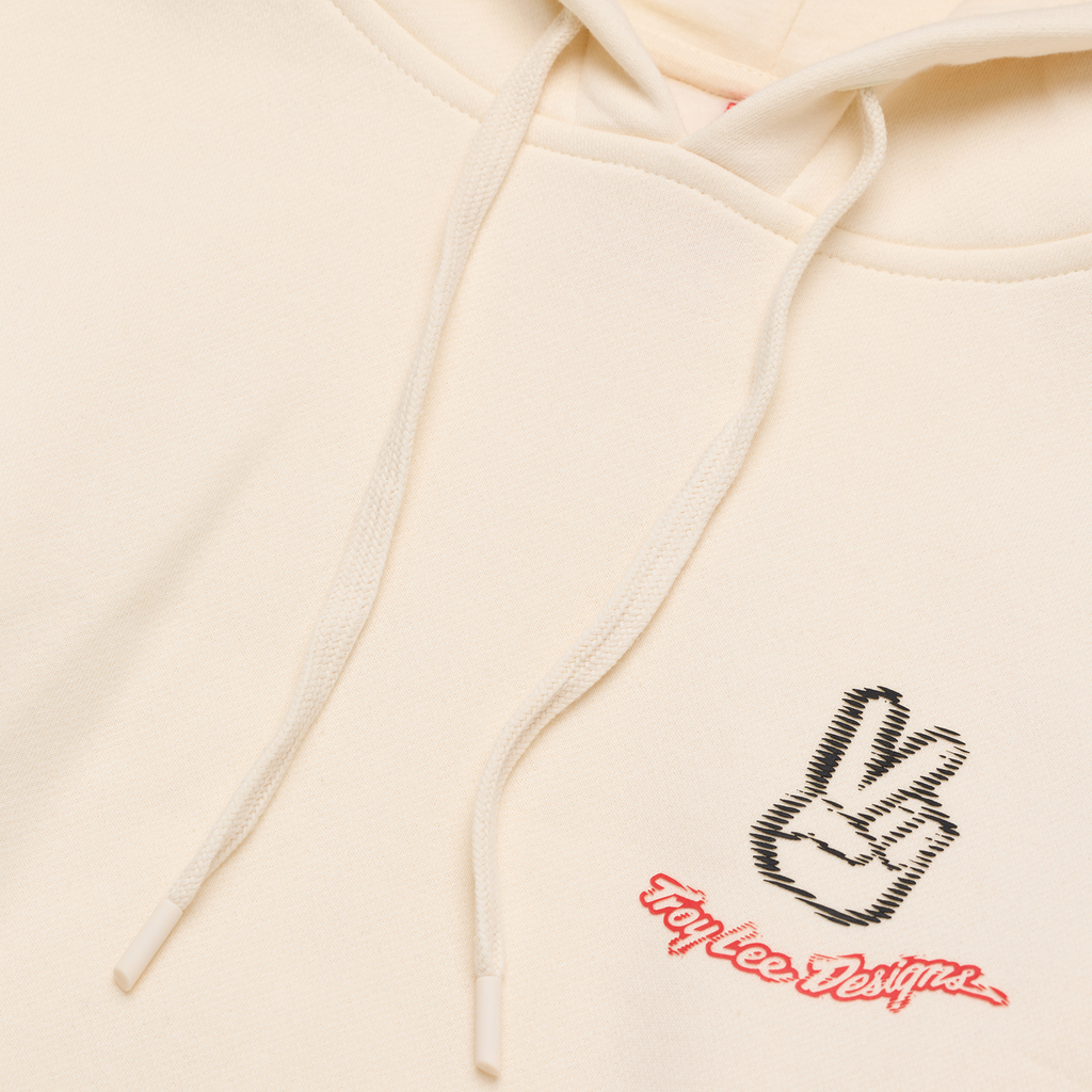 Womens Pullover Hoodie Peace Out Vintage White
