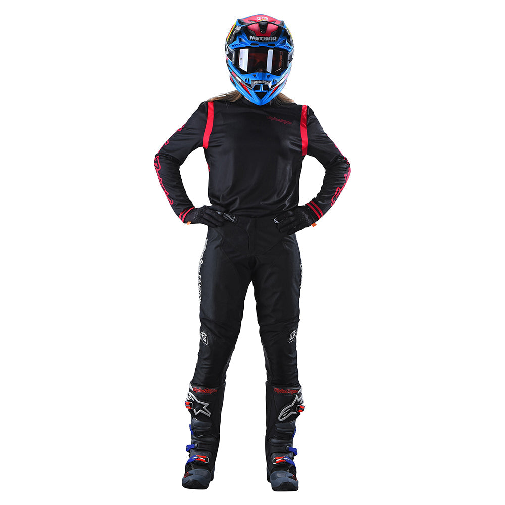 Womens GP Jersey Mono Black / Flo Red