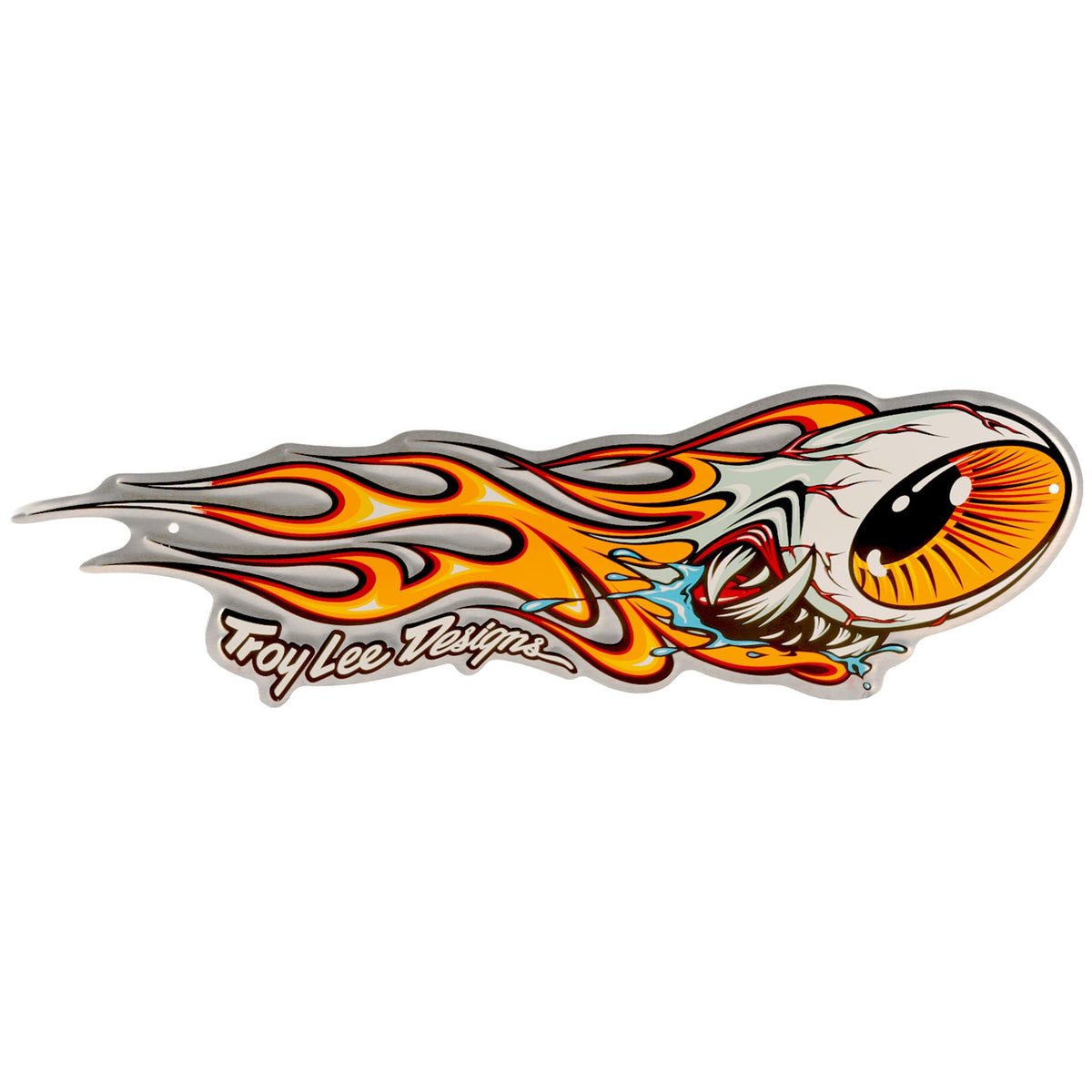 Metal Sign Flaming Eyeball Gray
